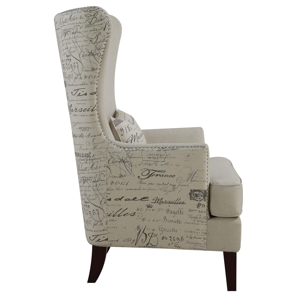 Sillón decorativo Pippin tapizado con respaldo alto y alas color crema