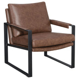Sillón tapizado Rosalind con brazos de riel, color marrón