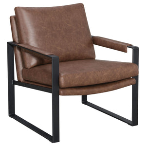 Sillón tapizado Rosalind con brazos de riel, color marrón