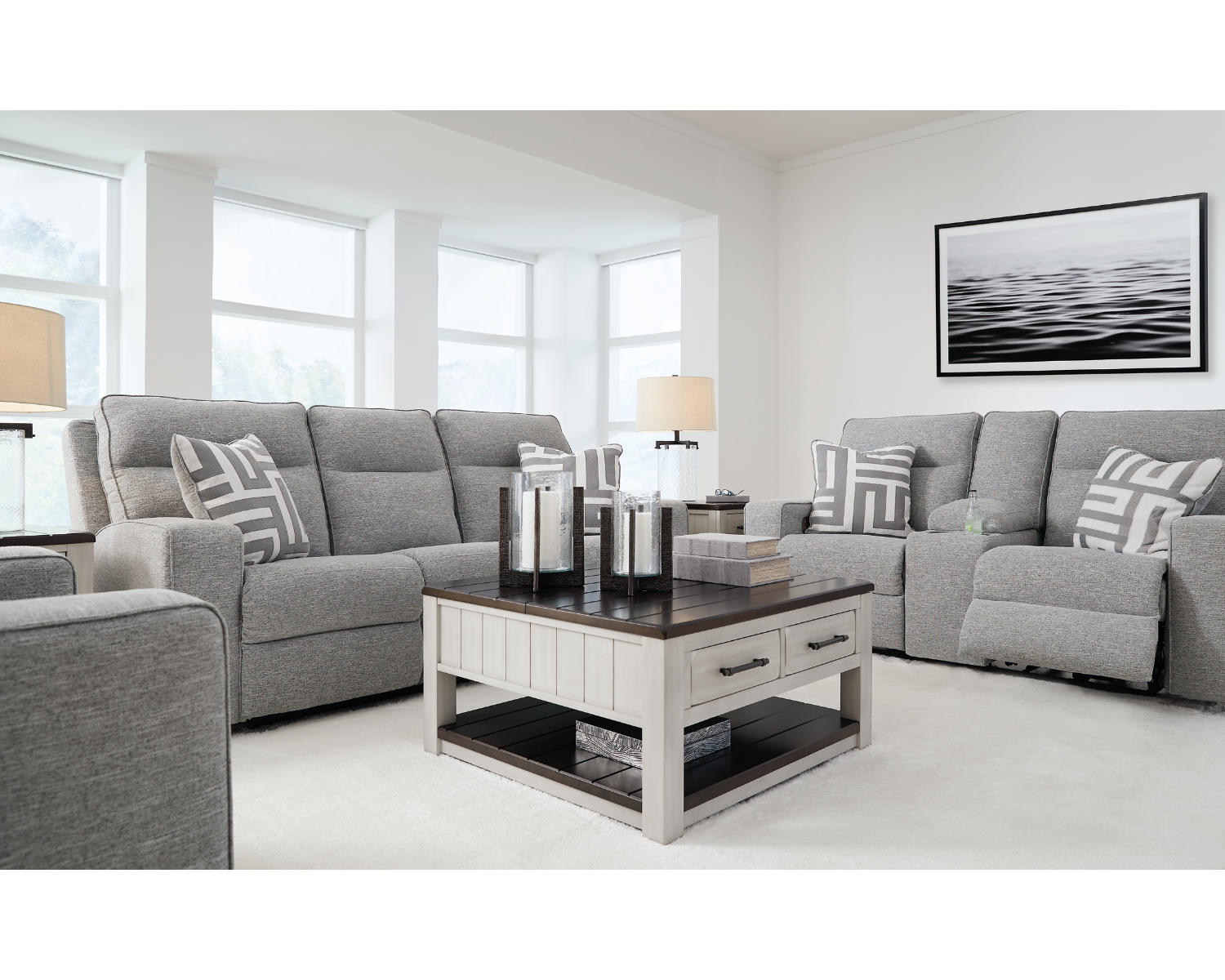 Biscoe Power Reclining Sofa and Loveseat
