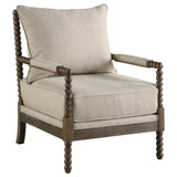 Silla decorativa Bobbin tapizada Blanchett en beige y natural