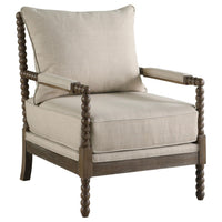 Silla decorativa Bobbin tapizada Blanchett en beige y natural