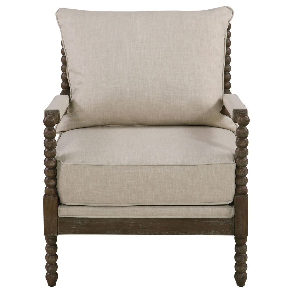 Silla decorativa Bobbin tapizada Blanchett en beige y natural