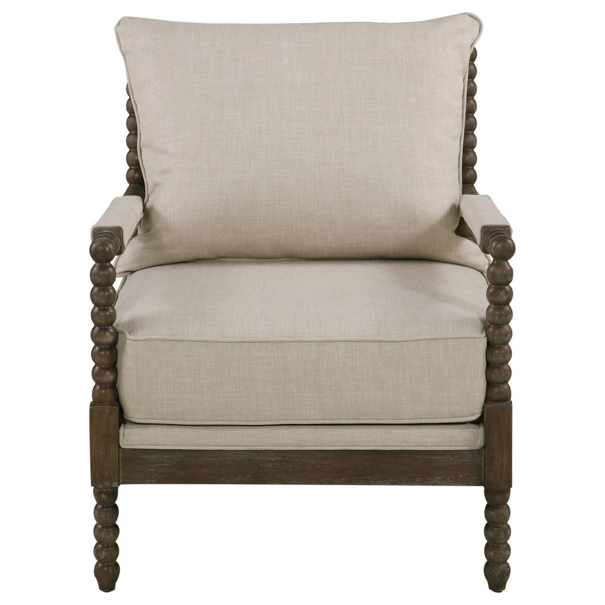 Silla decorativa Bobbin tapizada Blanchett en beige y natural