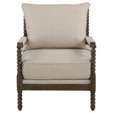 Silla decorativa Bobbin tapizada Blanchett en beige y natural