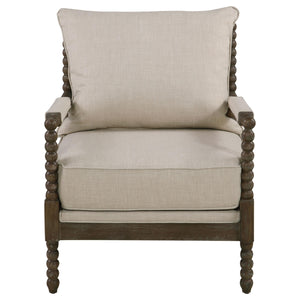 Silla decorativa Bobbin tapizada Blanchett en beige y natural