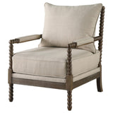Silla decorativa Bobbin tapizada Blanchett en beige y natural