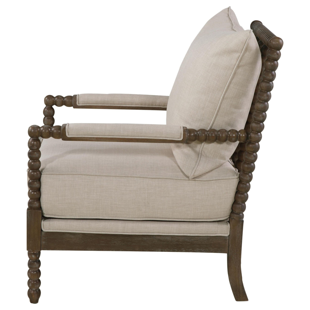 Silla decorativa Bobbin tapizada Blanchett en beige y natural