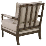 Silla decorativa Bobbin tapizada Blanchett en beige y natural