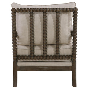 Silla decorativa Bobbin tapizada Blanchett en beige y natural