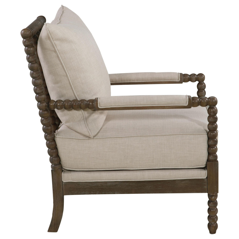Silla decorativa Bobbin tapizada Blanchett en beige y natural