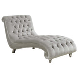 Chaise longue Lydia tapizada en terciopelo gris