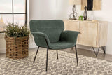 Sillón Davina tapizado con brazos acampanados, color hiedra