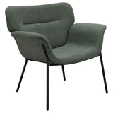 Sillón Davina tapizado con brazos acampanados, color hiedra