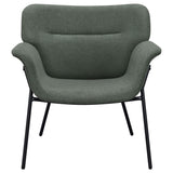 Sillón Davina tapizado con brazos acampanados, color hiedra