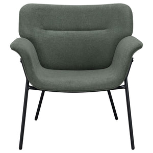 Sillón Davina tapizado con brazos acampanados, color hiedra