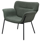 Sillón Davina tapizado con brazos acampanados, color hiedra
