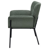 Sillón Davina tapizado con brazos acampanados, color hiedra