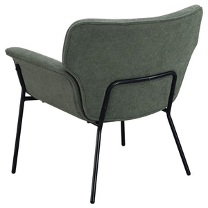 Sillón Davina tapizado con brazos acampanados, color hiedra