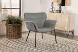 Sillón Davina tapizado con brazos acampanados, color gris ceniza