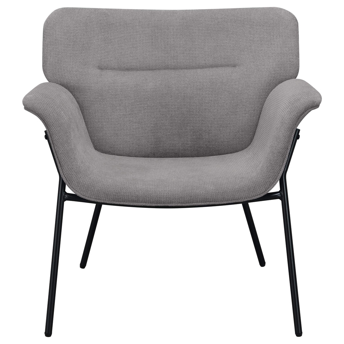 Sillón Davina tapizado con brazos acampanados, color gris ceniza