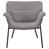 Sillón Davina tapizado con brazos acampanados, color gris ceniza