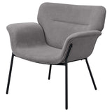 Sillón Davina tapizado con brazos acampanados, color gris ceniza