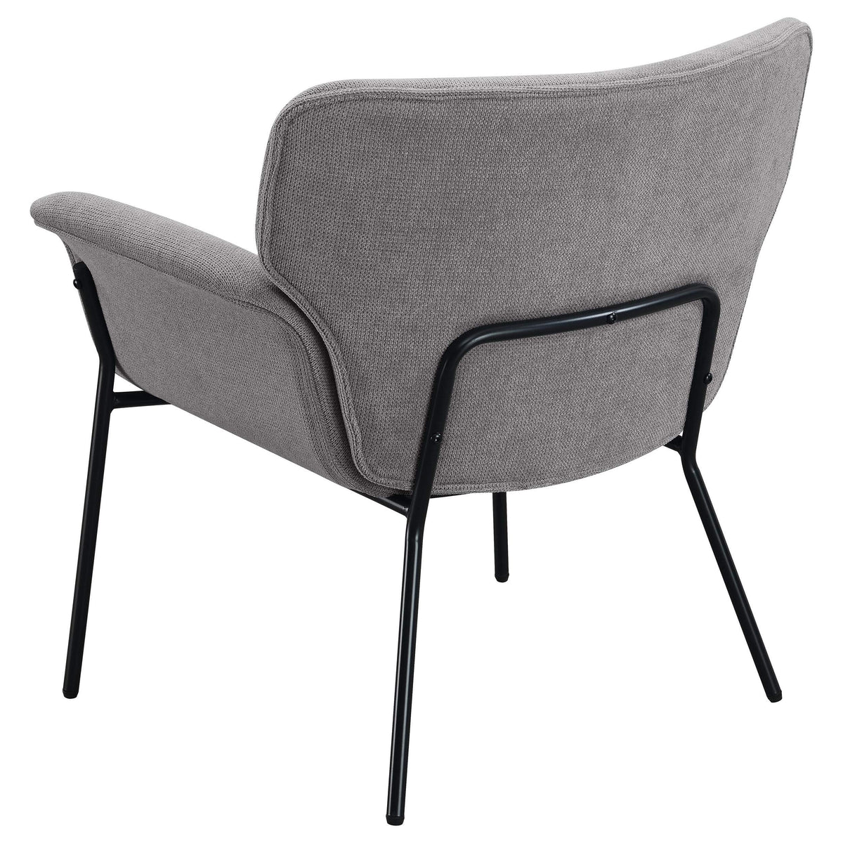 Sillón Davina tapizado con brazos acampanados, color gris ceniza