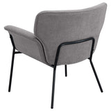 Sillón Davina tapizado con brazos acampanados, color gris ceniza
