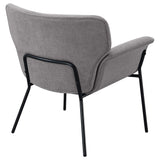 Sillón Davina tapizado con brazos acampanados, color gris ceniza