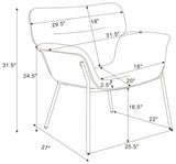 Sillón Davina tapizado con brazos acampanados, color gris ceniza