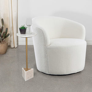 Silla giratoria Joyce tapizada con respaldo de barril, color blanco