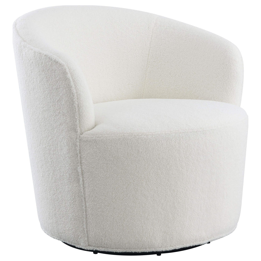 Silla giratoria Joyce tapizada con respaldo de barril, color blanco