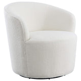 Silla giratoria Joyce tapizada con respaldo de barril, color blanco