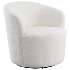 Silla giratoria Joyce tapizada con respaldo de barril, color blanco