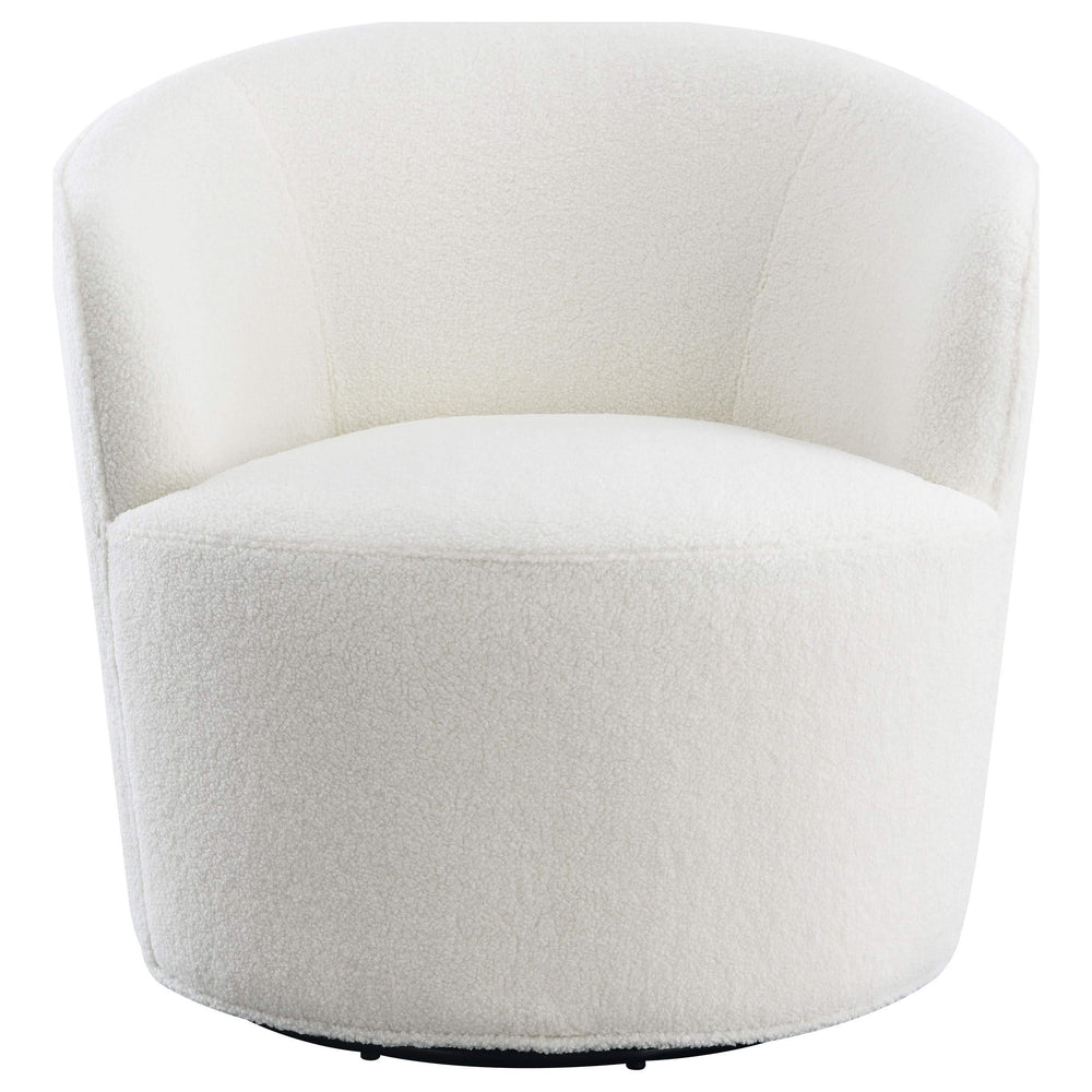 Silla giratoria Joyce tapizada con respaldo de barril, color blanco