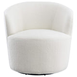 Silla giratoria Joyce tapizada con respaldo de barril, color blanco