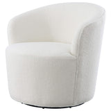 Silla giratoria Joyce tapizada con respaldo de barril, color blanco