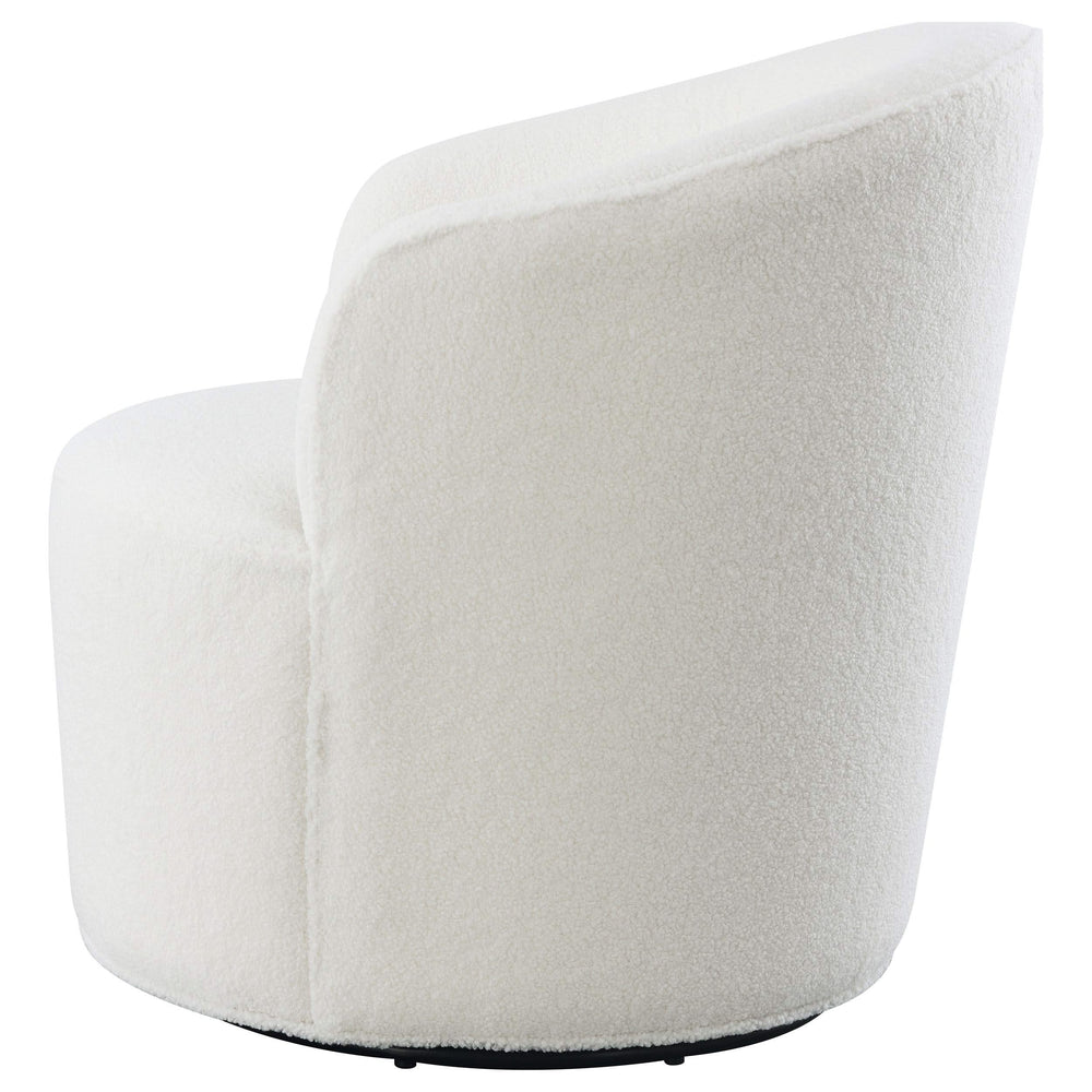 Silla giratoria Joyce tapizada con respaldo de barril, color blanco