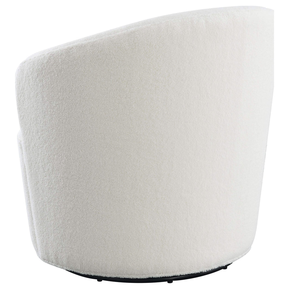 Silla giratoria Joyce tapizada con respaldo de barril, color blanco