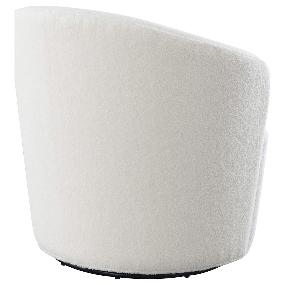 Silla giratoria Joyce tapizada con respaldo de barril, color blanco