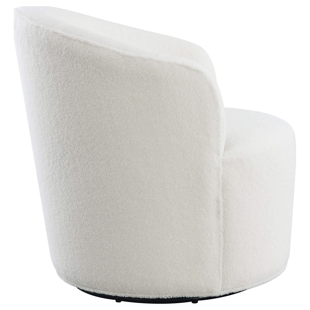 Silla giratoria Joyce tapizada con respaldo de barril, color blanco