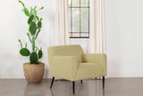Sillón inglés tapizado Darlene con acento en color limón