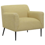Sillón inglés tapizado Darlene con acento en color limón