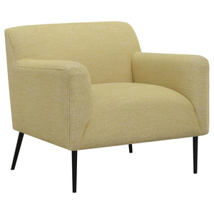 Sillón inglés tapizado Darlene con acento en color limón