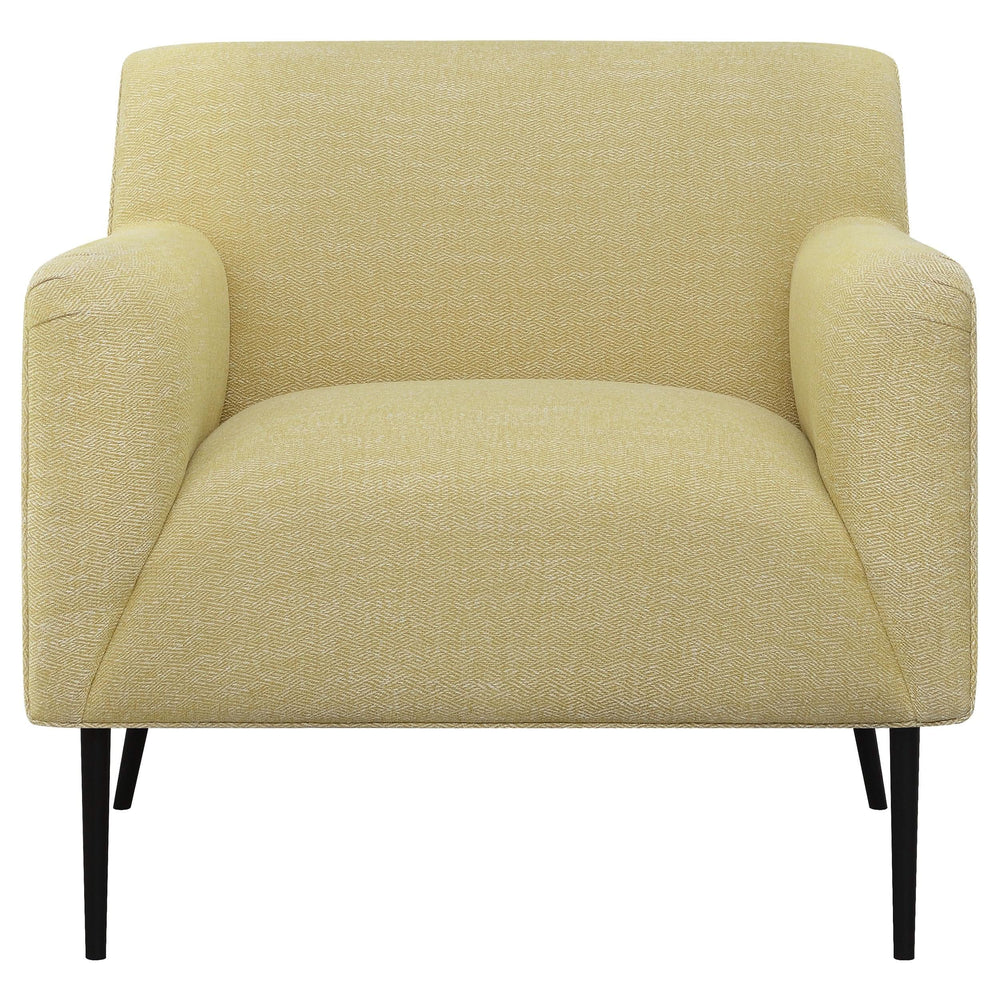 Sillón inglés tapizado Darlene con acento en color limón