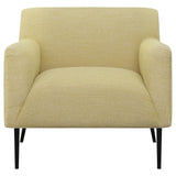 Sillón inglés tapizado Darlene con acento en color limón