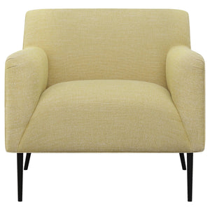 Sillón inglés tapizado Darlene con acento en color limón