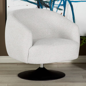 Sillón giratorio Dave con respaldo de barril tapizado en beige