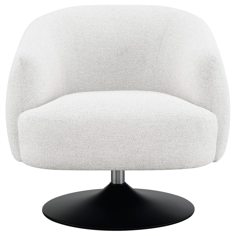 Sillón giratorio Dave con respaldo de barril tapizado en beige